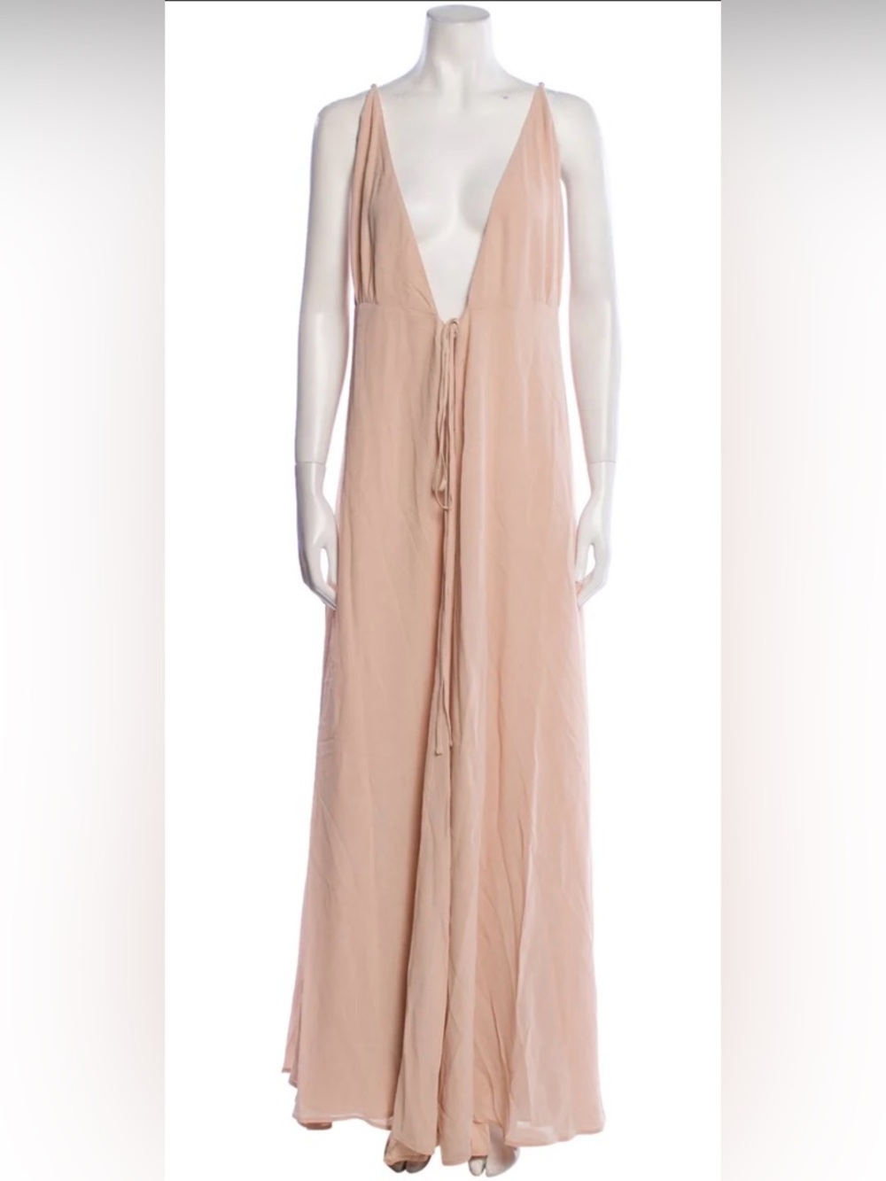 Reformation Blush Plunge Tie Front Slip Dress Romantic Mini Silky Pink |  Size 6